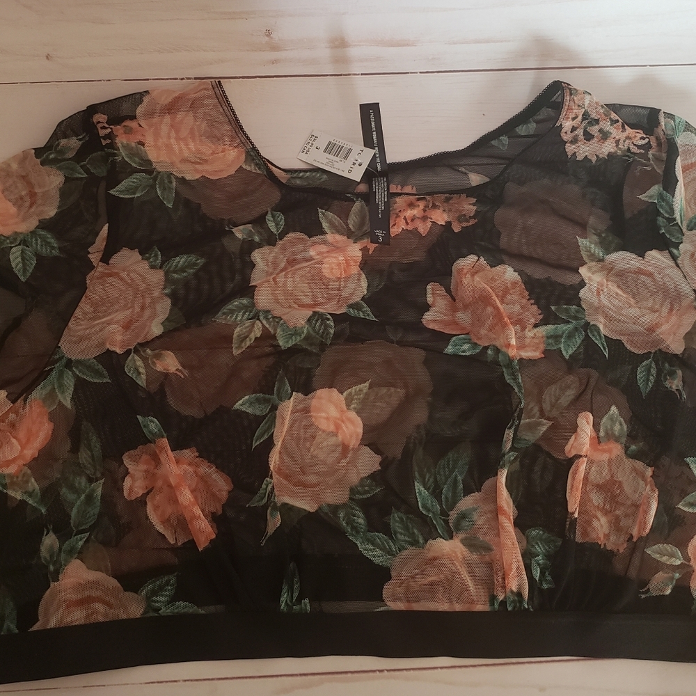 Torrid Floral Mesh Crop Top
